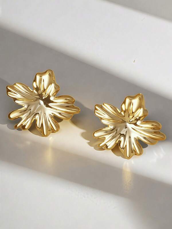 2pcs Fashionable Floral Stud Earrings For Women, Elegant Design Suitable For Daily Wear, Wedding, Party, Date