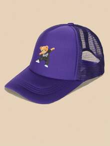 1 pieza Gorra de béisbol con estilo deportivo para hombres, con estampado de oso lindo, ajustable y transpirable de malla, adecuada para deportes al aire libre, golf - Multicolor - Ver 25