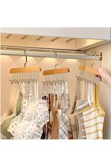 1 pieza Percha de madera para sostenes, dispositivo de almacenamiento de lencería y chalecos, percha para lencería de estudiantes, percha para secar ropa en el balcón, organizador de armario para colgar
