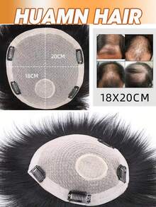 Parrucchino uomo corto in capelli umani lisci, aspetto naturale, per diradamento e calvizie, adatto a tutte le etnie