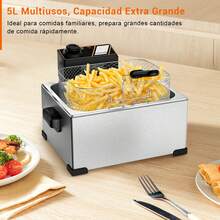 Mera House freidora de aceite,freidora eléctrica de aceite 5L 1400W con Control de Temperatura | Cesta Antiadherente y Protección Antiderrames | Ideal para Papas Fritas, Carnitas y Familias Mexicanas,freidora de aire ,freidora - Plateado - Ver 6