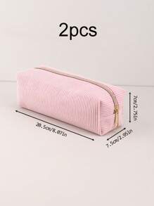 1/2 pièces Trousse à crayons en velours côtelé, organisateur de papeterie en velours côtelé de couleur unie à grande capacité, fournitures de rangement essentielles pour les étudiants.