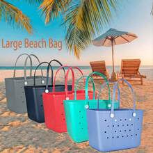 Winter Christmas New EVA Rubber Tote Bag, Waterproof Washable Tip Proof Durable Open Tote Bag, Super Large Capacity Suitable, Grocery Shopping, Travel, Parties, Outdoor Activities (Accessories Not Included) Suitable For Christmas, Halloween Gifts - Màu xanh ngọc - Xem 6