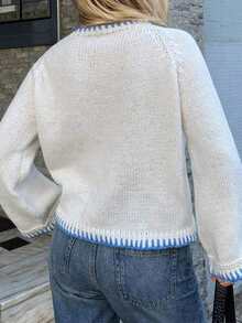 Women's Autumn Loose Sweater Fish Animal Pattern Long Sleeve Round Neck Knitwear Pullover