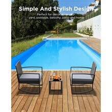 3 Pieces Patio Furniture Set Rocking Bistro Set Outdoor Rattan Conversation With Coffee Table For Garden Balcony Backyard Poolside