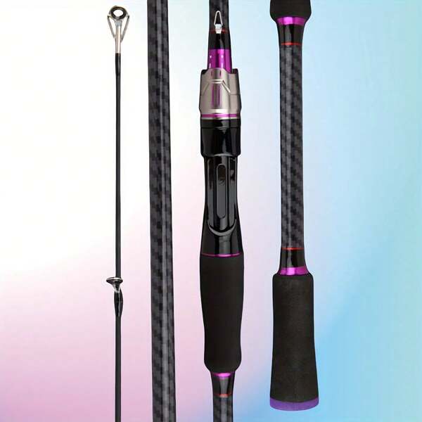 1pc Purple Patterned Fishing Rod, Pistol Grip Lure Rod, 1.68M/66.14in Telescopic Fishing Pole, Suitable For Lakes, Streams, Rivers, Great Gift For Holidays, Friends, Lovers, Ideal For Beginners, Good Value