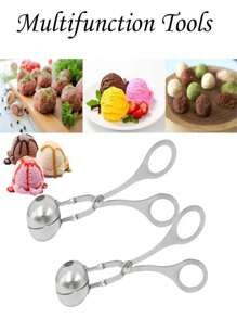 2 件不锈钢不粘易清洁肉丸制作器、整形器、蛋糕球器、饼干面团勺、厨房勺、小厨房工具、厨房必需品、S/L