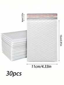 30 件珠光膜气泡邮寄白色自封运输信封，缓冲包装用品，适用于将衣服、服饰和小件物品送回学校