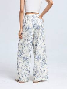 Women's Autumn/Winter Casual Soft Printed Loose Straight Leg Pants, Suitable For Running, Fitness, Yoga, Fashion Daily Outdoor Slimming With Pockets - White - View 5