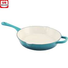 Enameled Cast Iron Skillet 12 Inch Round Durable Heat Retaining Cookware With Pour Spouts Oven Safe Induction Compatible Hand - Multicolor - View 1