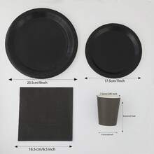 60pcs/Set Black Disposable Party Tableware Set, Including Black Disposable Paper Plates, Dessert Plates, Cups, Ideal For Christmas, New Year, Birthday, Valentine's Day Parties - Black - View 10