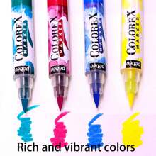 1 支 Pebeo 丙烯马克笔 1.2 毫米涂鸦防水高光笔非水溶性丙烯马克笔和 1 支 Pebeo 水彩马克笔，配有水溶性软头彩色刷，适用于学校用品，返校