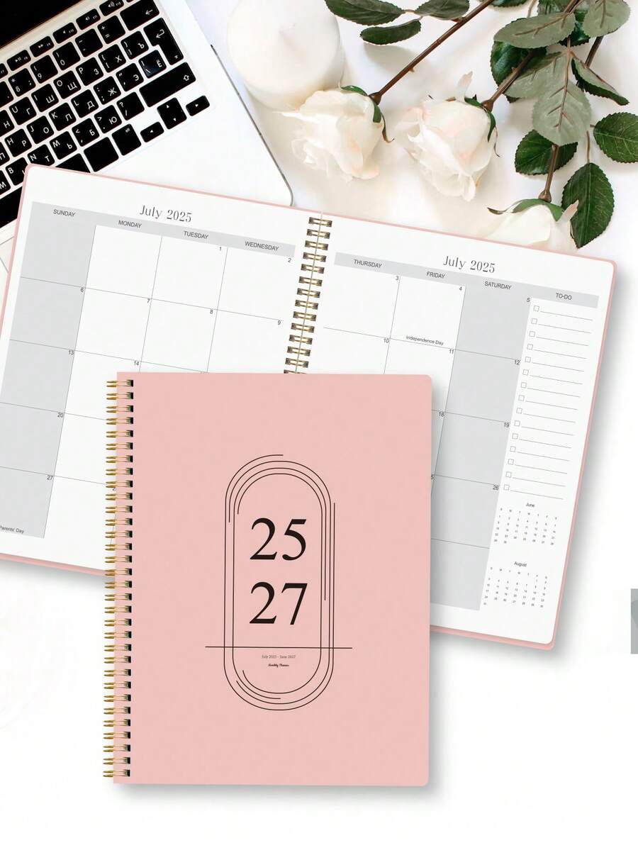 Trees 1 件 2025-2027 每周和每月学年计划日历笔记本，A4 月度计划笔记本，带笔记防水封面，个人组织者，办公和学校用品 - 彩色 - 查看 1