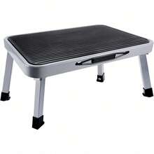 Folding Step, Folding Step Stool, Anti Slip Fold Up Stool Caravan Steps Can Support Up To 150 Kg, Portable Foldable Stool For Kitchen, Bathroom, Rv, Camping, Office, Living Room - Grey - View 2