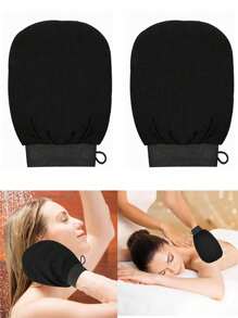 全新 3 件深层毛孔去角质手套，光滑有光泽 - 身体磨砂沐浴和淋浴 - 清洁死皮干燥 - 温和有效的去角质手套韩国去角质手套，去角质手套明显去除死皮，非常适合喷雾晒黑或毛发角化病，由 10% 粘胶纤维制成身体磨砂膏、小袋、储物袋、储物盒、发夹