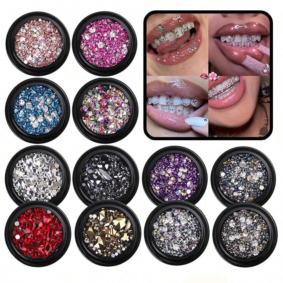 Colorful Personalized DIY Tooth Jewelry Set, Minimalist Elegant Tooth Accessories, Niche Popular Fashion Tooth Jewelry For Beginners, Suitable For Men And Women Party, Graduation, Prom (Excluding Glue) - Multicolor - View 1