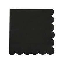 20pcs/40pcs/100pcs Black Cocktail Napkins Black Scalloped Paper Napkins Scalloped Bar Napkin Floral Shaped Beverage Dessert Napkin For Birthday Coffee Bar Kitchen Wedding Birthday Halloween Table Decorations