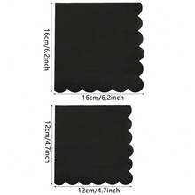 20pcs/40pcs/100pcs Black Cocktail Napkins Black Scalloped Paper Napkins Scalloped Bar Napkin Floral Shaped Beverage Dessert Napkin For Birthday Coffee Bar Kitchen Wedding Birthday Halloween Table Decorations