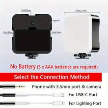 适用于 和 Android 的便携式三脚架视频博客套件、手机支架、LED 灯、迷你枪式麦克风、电池供电设计（不含电池）、用于视频通话和视频博客的户外直播套件、用于视频/旅行录制的视频制作套件、Vlog、适用于智能手机、相机、自拍灯、方形补光灯、手机支架