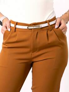 Women's Thin Belt Long Rectangular Buckle Elegant Premium - trắng - Xem 5