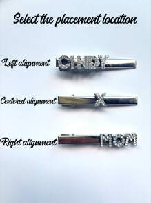 1pc Customized Zirconia Sparkling Hair Clip, Customized Name, Text, Wording, Celebrity/Idol Name, Cute Shiny Hair Accessory, Side Bangs Clip, Back To School Gift, Christmas Gift, Graduation Party, Wedding Bride Hair Clip - Silver - View 7