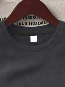 女童宽松柔软时尚印花短袖T恤，休闲街头风夏季上衣 - 深灰色 - 查看 4