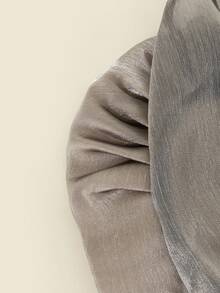 Amyenjoylife 菲律宾女装，现代优雅菲律宾复古风格泡泡袖圆领系带衬衫，春夏 - 深灰色 - 查看 5