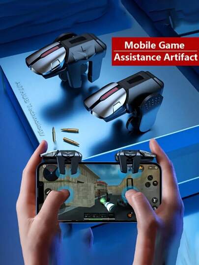 Mobile Game Controller, Mobile Game Trigger, Shooting Key Controller Accessory (Without Battery), Suitable For Mobile Phone Players To Improve Shooting Accuracy And Provide A Better Game Experience, Six-Finger Mobile Game Trigger Aiming And Shooting L1 R1 ABS Button Is Suitable For Android IOS Universal Game Handle Joystick