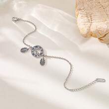 1 件时尚罗马数字和叶脉不锈钢手链