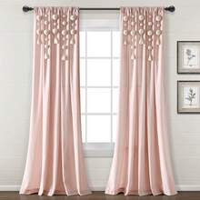 LUSH DECOR Boho Pom Pom Tassel Linen Window Curtain Panel Navy Single 52X84 Halloween-Fall Decor-Room Decor - 臉紅 - 查看 2