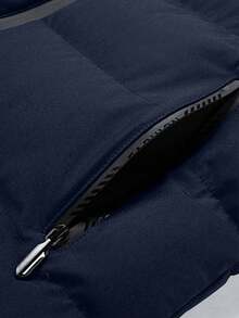 男士保暖加厚背心，简约百搭夹棉无袖夹克，宽松版型，秋冬 - 藏蓝色 - 查看 9