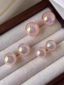 1 Pair Of Exquisite And Luxurious Temperament High Level Sense Small And Versatile Pink Mermaid Pearl Earrings, Suitable For Daily Wear - Pink - View 12