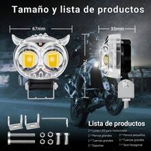 Par Faros Auxiliares De Lupa Led Luz Color Estrobo Para Moto - Blanco - Ver 2