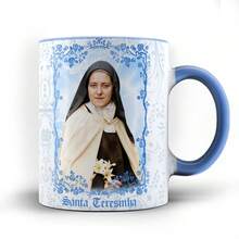 Caneca xicara Fé Católica Santa Teresinha com Oração 25