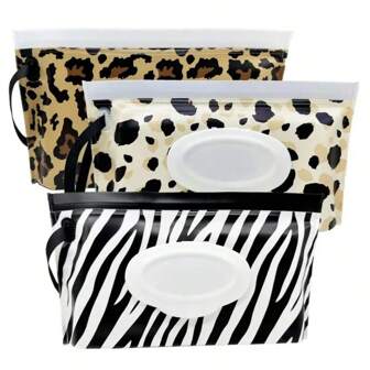 3 piezas de bolsas reutilizables para toallitas húmedas - Bolsas ligeras y lavables para toallitas húmedas de viaje con estampados divertidos