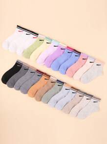 5 双随机纯色儿童运动训练袜，黑色上学男女宝宝袜子，多色婴幼儿袜子，新生儿必备婴儿洗礼装饰，可爱柔软袜子，适合上学运动旅行日常穿着 - 彩色 - 查看 4