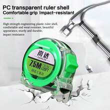 1 件装高精度公制卷尺可伸缩 5/7.5/10 米卷尺伸缩尺木工尺测量工具 - 綠色 - 查看 4