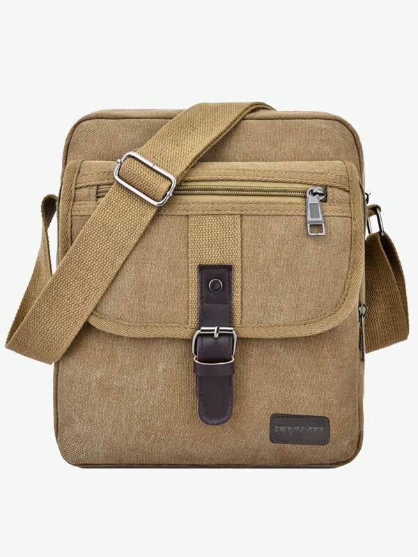 Bolso bandolera vintage de alta calidad con correa ajustable, gran capacidad y múltiples compartimentos, para uso diario y viajes - Verde militar/Caqui/Tostado/Negro, Bolso bandolera, Accesorio de moda unisex, Cierre de cremallera seguro