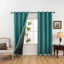 2pcs Modern Blackout Curtains - UV Protection, Heat-Resistant, Light-Blocking Drapes For Living Room & Bedroom, Window Curtains - 粉色 - 查看 11