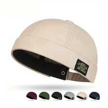 Gorro sin ala para hombres y mujeres, gorro clásico de algodón de Color sólido con cuentas, gorro de Hip Hop para actividades de ciclismo al aire libre - Negro - Ver 1