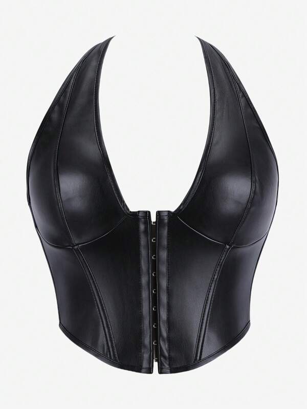 Top corset de un solo color con tirantes de espagueti, ajustado y sin tirantes, body con espalda en V profunda, top corto sexy tipo corsé como prenda exterior moldeadora