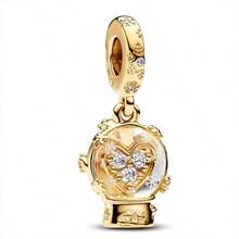 Encanto de bola redonda de robot de plata esterlina 925 talla grande vendido. Abalorios amuleto adecuados para pulseras hechas a mano, regalo de joyería de moda para mujeres para fiesta de cumpleaños