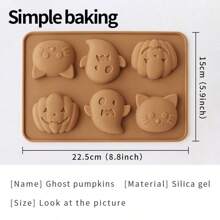 1 pieza Molde de silicona para pastel de Halloween, una herramienta para hacer gominolas, gelatina y chocolate con modelos de calabaza, fantasma y gato, decoraciones de repostería DIY y utensilios de cocina para fiestas festivas, herramientas para hacer postres, decoraciones de Halloween