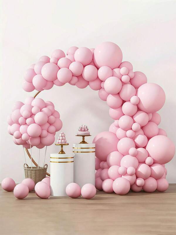 1 Set rosa Luftballons (138 Stück) in verschiedenen Größen, Makaron rosa Wasserstoff-Luftballons, perfekt für Valentinstag, Geburtstag, Hochzeit, Jahrestag, Babyparty, Kranz-/Bogen-Dekoration, Weihnachten