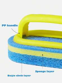 1 pieza Cepillo de limpieza multifuncional con mango (color aleatorio), cepillo de baño para azulejos y baldosas engrosado y ampliado, cepillo de limpieza para ollas y fregaderos, con esponja fuerte para fregar, apto para limpieza multiusos, incluyendo baños, cocinas y pisos, puede limpiar eficazmente manchas de grasa en bañeras, azulejos, estufas y vidrio.