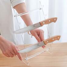 1个5槽刀架，S/M亚克力刀具展示架，透明刀架，折叠式口袋刀多层收纳架，厨房用品，厨房配件，厨房工具