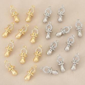 3pcs/10pcs DIY Personalised Semi-Finished Jewellery Decorative Pieces Copper Inlaid With Zirconia Plating 18K Pendants That Can Be Matched With Any Jewellery Exquisite And Versatile.