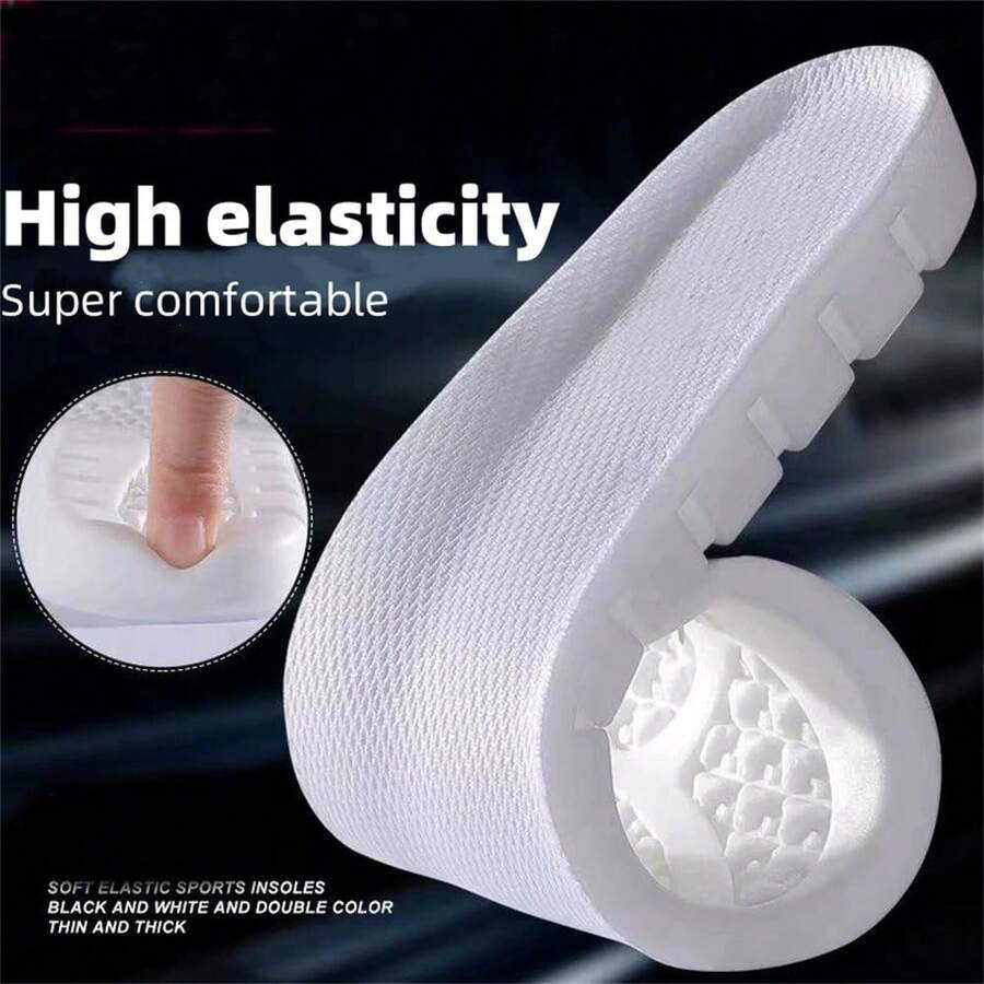 透气高弹力减震运动鞋垫，男女适用，超舒适记忆泡沫鞋垫，男女适用 - 防臭、吸汗、按摩，适合跑步、运动和日常穿着 - 透气，并配有足部护理液 1 对 - 白色 - 查看 1