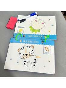 1 Set Reusable Educational Workbook With 2 Pens And 1 Eraser Board - Perfect For Children Drawing And Control Training, 2025 New Year Gifts, Christmas Gifts
