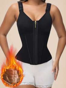 1PC Waist Trainer Corset Vest Tummy Control Shapewear Breathable Waist Cincher For Women Body Shaper Sport Girdle Adjustable Buttoned Repair Corset Steel Bone Belly Belt - Black - View 5